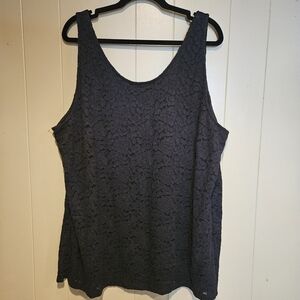 Lane Bryant Floral Tank Top, Women's, Plus-Size 26/28, Black Lined, Scooped Neck